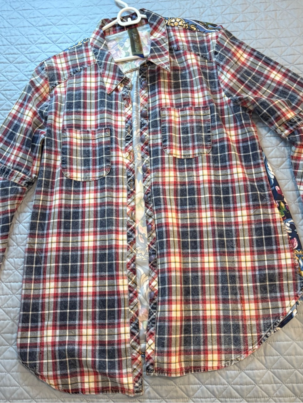 Aratta Red, Navy & White Plaid Button-Down Shirt